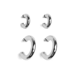 PIECES dame øreringe PCNIKOLINE 2-PACK - Silver Colour Best