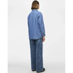 PIECES dame skjorte PCMAISIE - Medium blue denim Outlet
