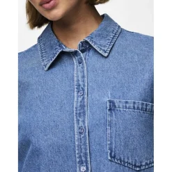 PIECES dame skjorte PCMAISIE - Medium blue denim Outlet