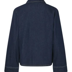 PIECES dame skjorte PCOFELIA - Medium Blue Denim Black satin bow Online