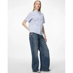 PIECES dame skjorte PCSALLY - Hydrangea CLOUD DANCER Clearance