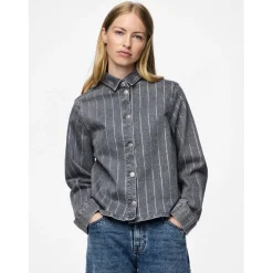 PIECES dame skjorte PCSIFFI - Grey Denim RHINESTONE Online
