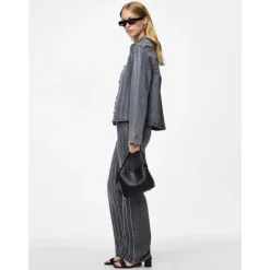 PIECES dame skjorte PCSIFFI - Grey Denim RHINESTONE Online