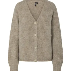 PIECES Dame Strik Cardigan PCCleo - Greige Melange Sale