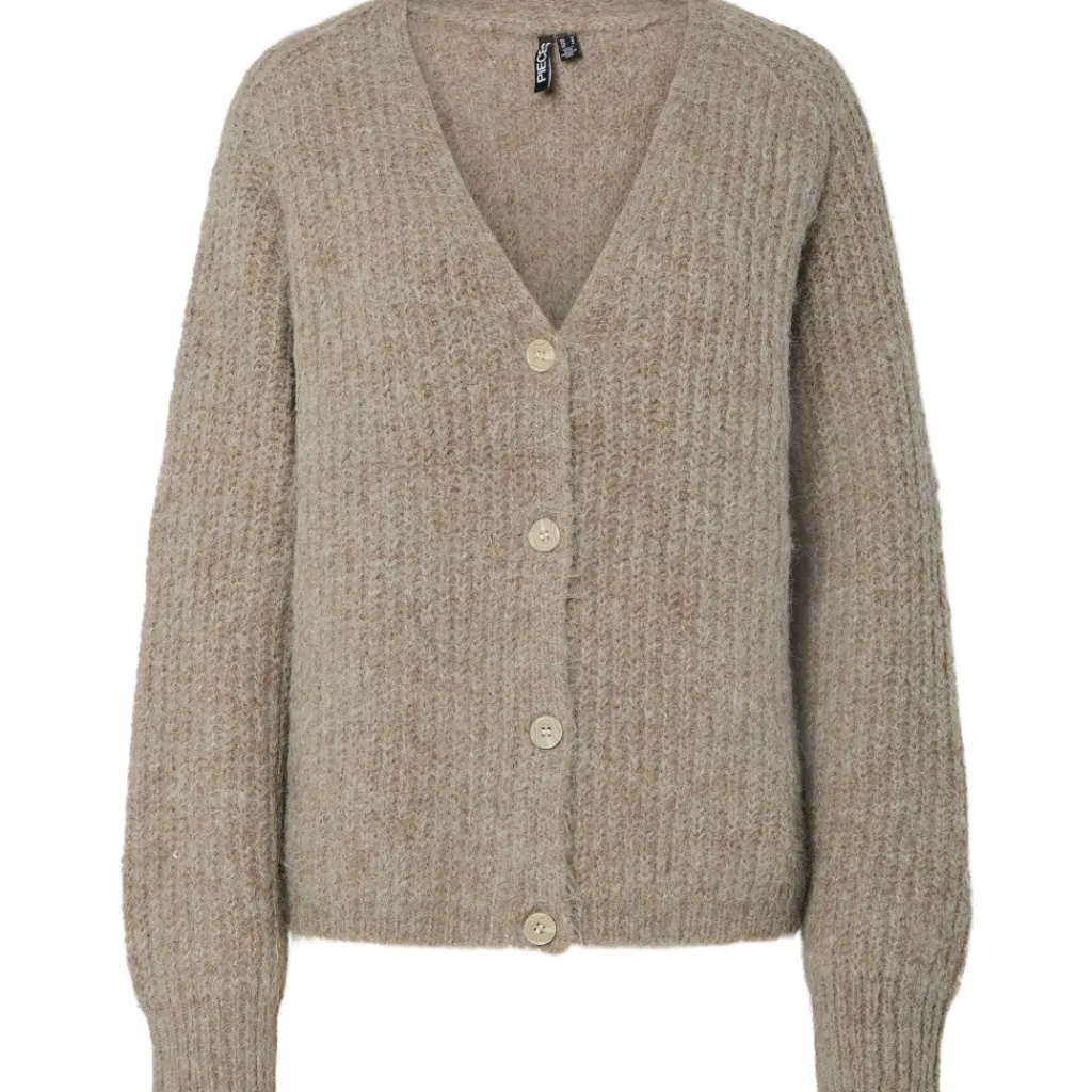 PIECES Dame Strik Cardigan PCCleo - Greige Melange Sale