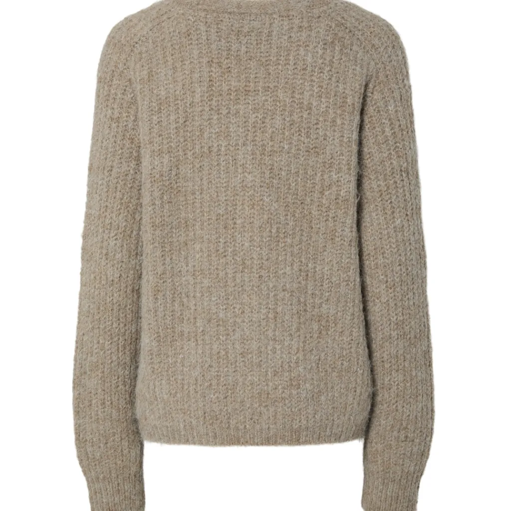 PIECES Dame Strik Cardigan PCCleo - Greige Melange Sale