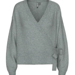 PIECES dame strik cardigan PCMALOU - Medium grey melange Discount