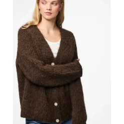 PIECES Dame Strik Cardigan PCCleo - Hot Fudge Melange Outlet