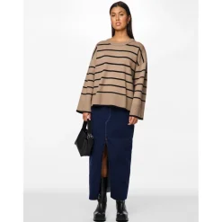 PIECES dame strik PCMATHILDE - Taupe Gray BLACK Clearance