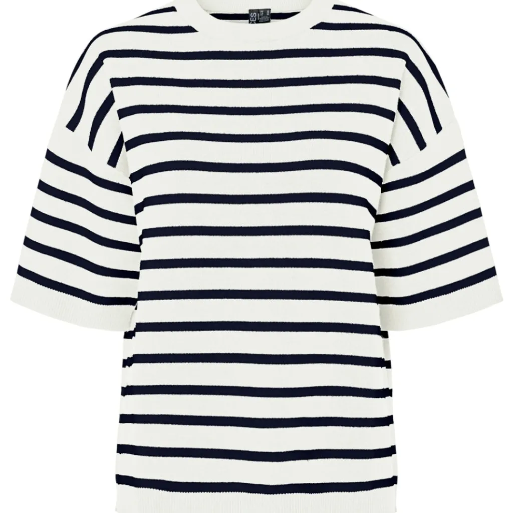 PIECES dame strik PCTIAN - Cloud Dancer Maritime Blue