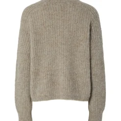 PIECES Dame Striktrøje PCCleo - Greige Melange Clearance