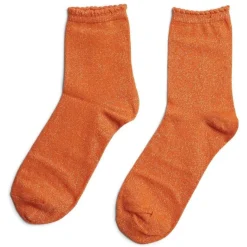 PIECES dame strømper PCSEBBY - Persimmon Orange TONES LUREX Sale