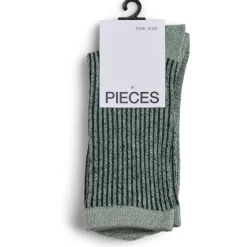 PIECES dame strømper PCSEBBY - Castor gray stripes darkest spruce Outlet