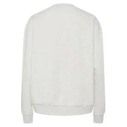 PIECES dame sweatshirt PCARINA - Light Grey Melange Green embroidery Clearance
