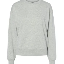 PIECES dame sweatshirt PCCHILLI - Light Grey Melange Outlet