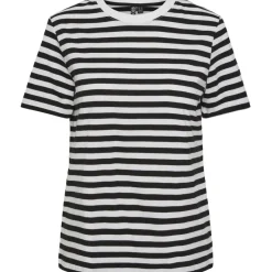 PIECES dame tee PCRIA - Black Bright White Sale