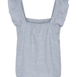 PIECES dame top PCAPIA - Coronet Blue Bright white Sale