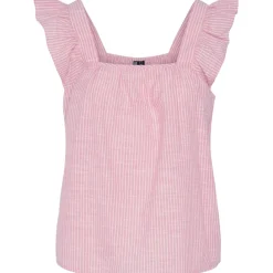 PIECES dame top PCAPIA - Pink Lemonade Bright white Outlet