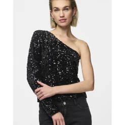 PIECES dame top PCKAM - Black Black sequins Sale