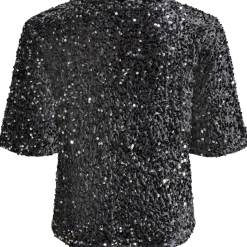 PIECES dame top PCKAM - Magnet Black silver sequins Best