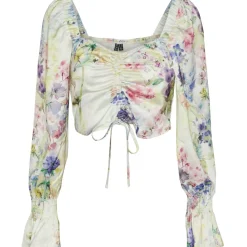 PIECES dame top PCMARI - Cloud Dancer FLOWERS Sale