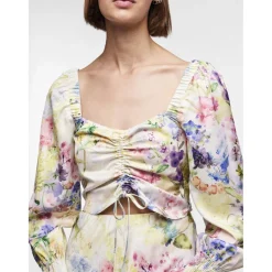 PIECES dame top PCMARI - Cloud Dancer FLOWERS Sale