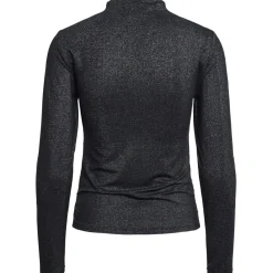 PIECES dame top PCMONICA - Black Silver Discount