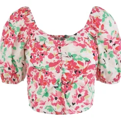 PIECES dame top PCSHADOW - Fuchsia Purple Flowers Hot