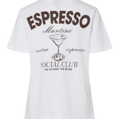 PIECES dame t-shirt PCAJA - Bright White Brown Expresso martini New