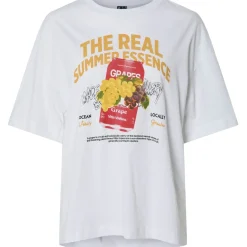 PIECES dame t-shirt PCCLAUDE - Bright White Summer essens Discount