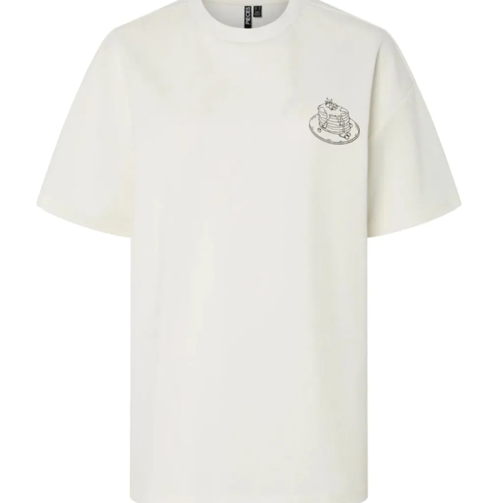 PIECES DAME T-SHIRT PCJELMA - Coconut Milk Delicioso Sunday Brunch Clearance