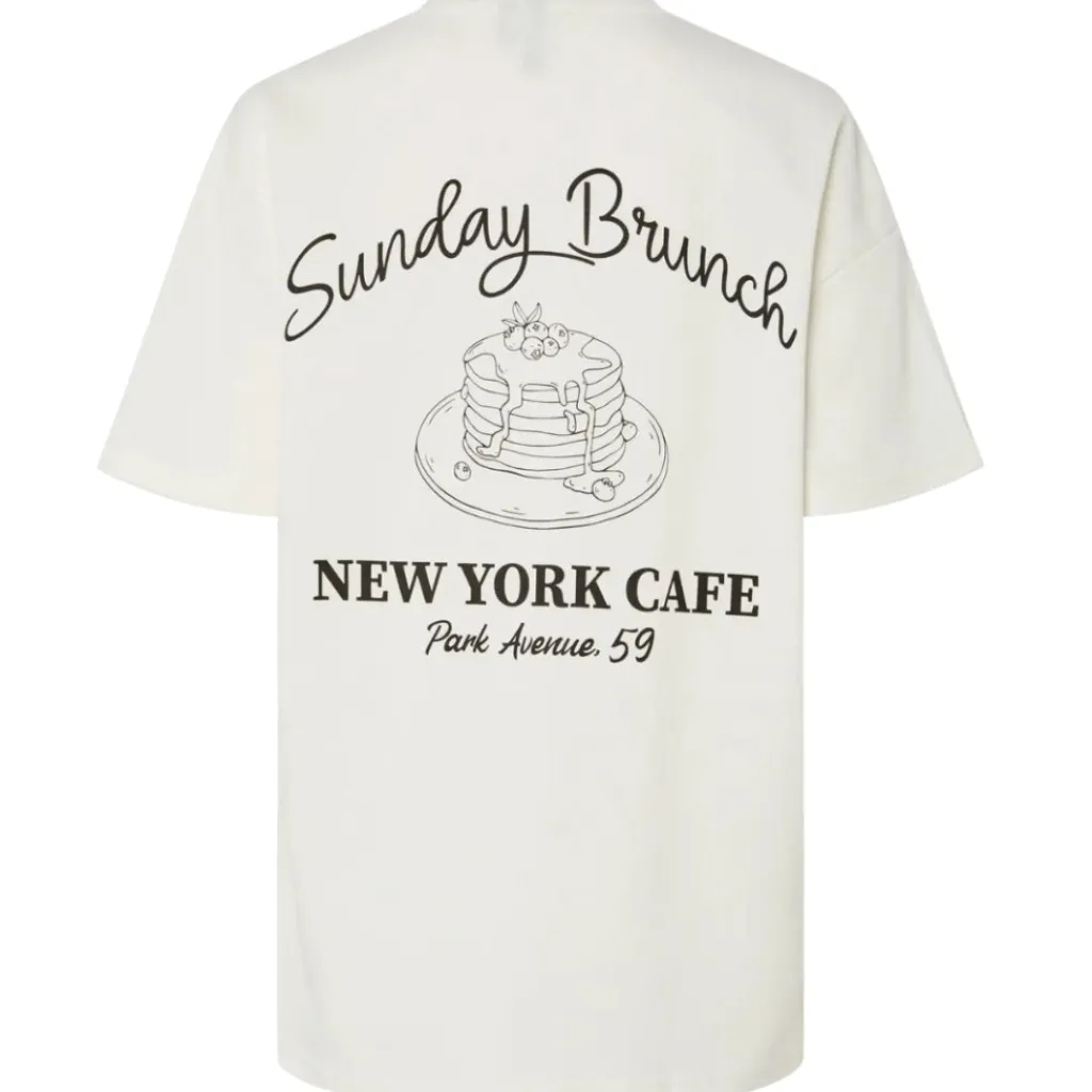 PIECES DAME T-SHIRT PCJELMA - Coconut Milk Delicioso Sunday Brunch Clearance