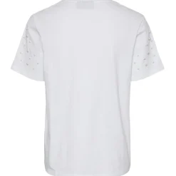 PIECES dame t-shirt PCRINE - Bright White PEARL ON SLEEVE Best