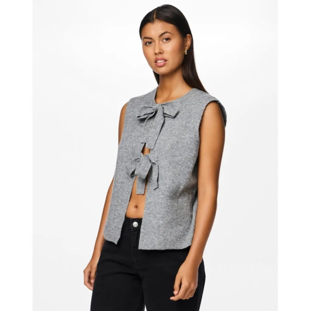 PIECES dame vest PCSILLY - Medium grey melange