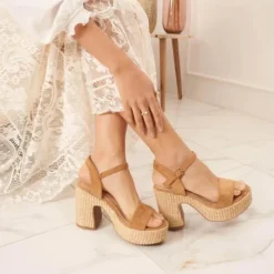 SHOES Sigrid dame plateau 3857 - Camel Hot
