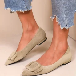 SHOES Vela dame ballerina sko H8-1030E - Kaki Outlet