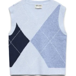 Vero Moda AWARE Dame Strik Vest AWMALIRA - Arctic Ice Pattern:DARK SAPPHIRE New