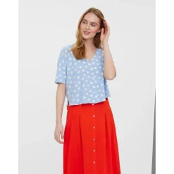 Vero Moda dame bluse VMJESMILO - Blue Bell Snow White Dots Hot