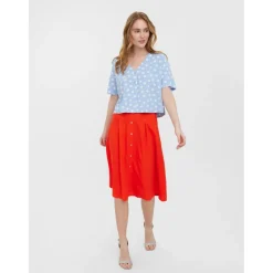 Vero Moda dame bluse VMJESMILO - Blue Bell Snow White Dots Hot