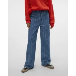 Vero Moda dame jeans VMKATHY - Medium Blue Denim Stripes WHITE Clearance
