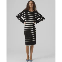 Vero Moda dame kjole VMJOANA - Black Stripes W. Birch Sale