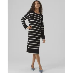 Vero Moda dame kjole VMJOANA - Black Stripes W. Birch Sale