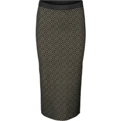 Vero Moda dame nederdel VMARIA - Black W. SILVER MINK GRAFIC PRINT Hot