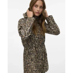 Vero Moda Dame Regnjakke VMMALOU - Irish Cream AOP:LEO