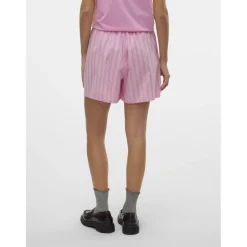 Vero Moda dame shorts VMCHARLOTTE - Bonbon Stripes Fiery red/cloud dancer