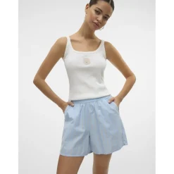 Vero Moda dame shorts VMCHARLOTTE - Airy Blue Stripes Cloud dancer/twill New