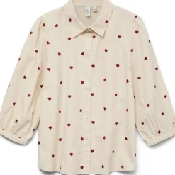 Vero Moda DAME SKJORTE VMFEAT - Birch Heart Emb Karander Red Outlet