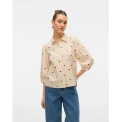 Vero Moda DAME SKJORTE VMFEAT - Birch Heart Emb Karander Red Outlet