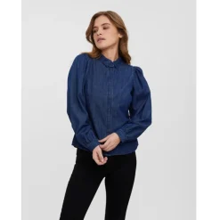 Vero Moda DAME SKJORTE VMNILY - Dark Blue Denim Hot