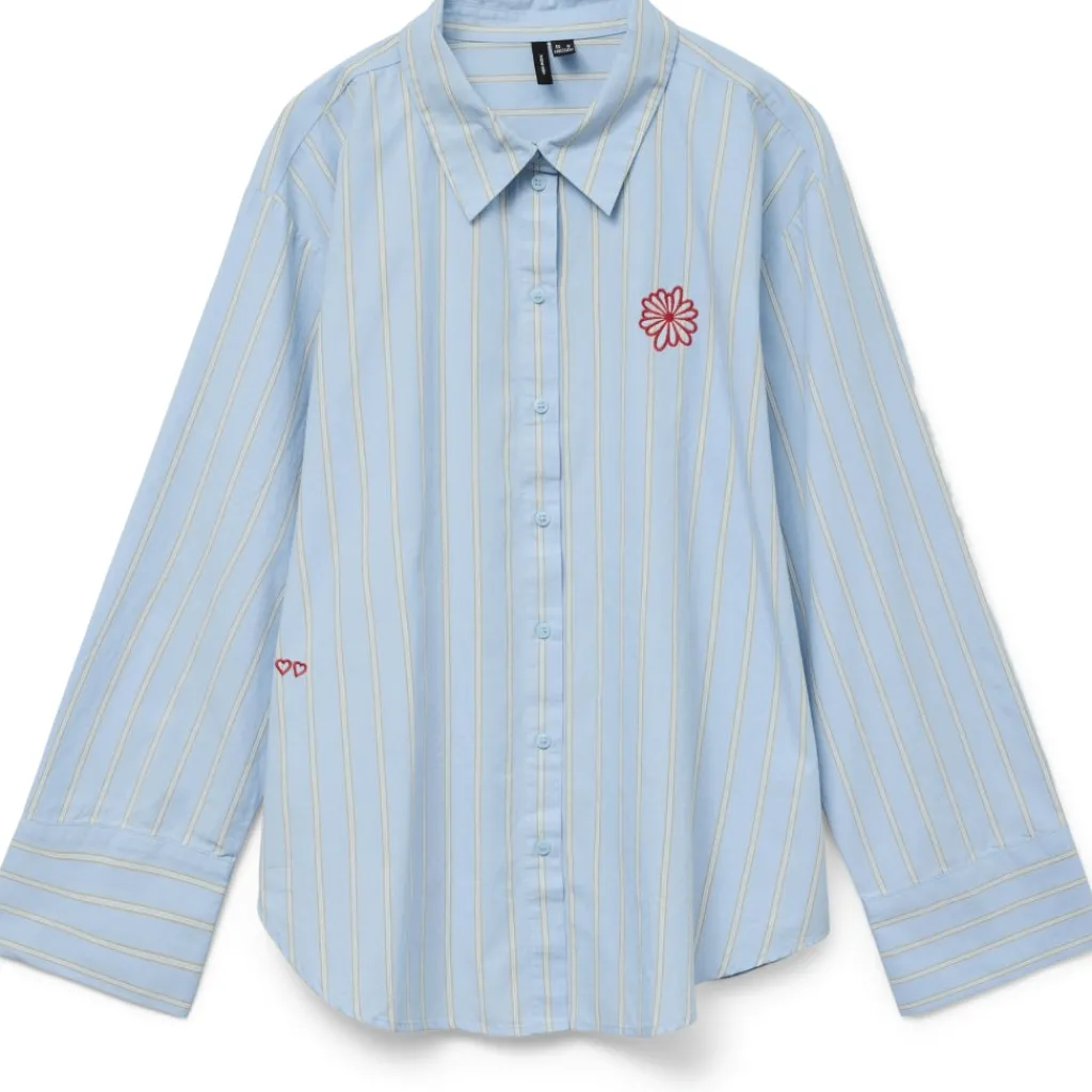 Vero Moda dame skjorte VMCHARLOTTE - Airy Blue Stripes Cloud dancer/twill Online